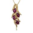 Rhodolite Garnet Flower Cluster Pendant in 14 Karat Yellow Gold