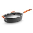 Rachael Ray Hard Anodized Nonstick Covered Oval Saute with Helper Handle, 5-Quart, Orange