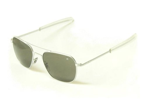 Click here to buy American Optical AO Original Pilot Aviator Sunglasses 57 mm Matte Chrome Bayonet True Color....