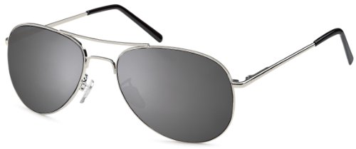 Produkt-Bild: Spiegelbrille, Pilotenbrille verspiegelt f&uuml;r schmale Kopfformen, Fliegerbrille Sonnenbrille mit Federscharnieren an den B&uuml;geln