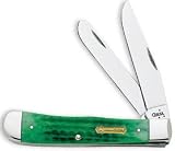 CASE JOHN DEERE GREEN TRAPPER KNIFE Length: 4-1/8 Closed