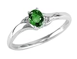 Emerald Gemstone Ring with Diamonds in White Gold