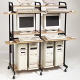 Balt Large LAN Station, Black Steel Frame/Teak Laminate Shelves, Box 1 of 2 26473 /...