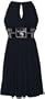 Stretch Jersey Knee-length Party Cocktail Dress Sequin Trim, 1X, Black