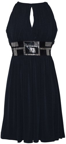 Stretch Jersey Knee-length Holiday Party Cocktail Dress Sequin Trim