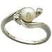 14Kt White Gold Cultured White Pearl & Diamond Ring