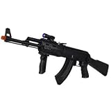 AK-47P1 120 FPS Spring Airsoft Assault Rifle w/Goggles, Shoulder Strap, Blue LED Flashlight, Grip & Sample BBs