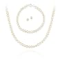 Sterling Silver 5.5-6mm Genuine Freshwater Cultured White Pearl Necklace Bracelet & Stud Earrings Set