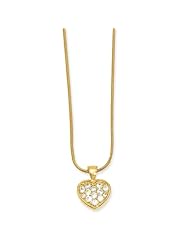 18in Gold-plated Cz Pave Heart Necklace, Best Quality Free Gift Box Satisfaction Guaranteed