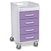 TrippNT 51083 HDPE/ABS Compact Cart, Front Locking, 15" Width x 27" Height x 17" Depth, 4 Drawers, Gum Drop