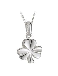 [CJS44015] Sterling Silver Gallery Shiney Shamrock On A Chain