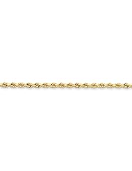 14k Yellow Gold 9.00 Inches 3.00mm Wide D/C Rope Chain with Lobster Clasp Anklet. Weight: 7.10 Grams - 30 Day Money Back Guarantee