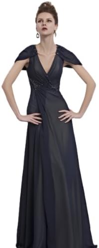 Coniefox Elegant Short Sleeve V Neck Homecoming Dress Size L Color Blue