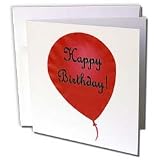 CherylsArt Birthday - Red Happy Birthday Balloon - Greeting Cards-12 Greeting Cards with envelopes