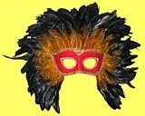 Venetian Red 1/2 Mask with Feathers