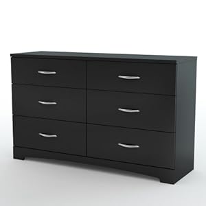 South Shore Step One Collection 6-Drawer Triple Dresser Black