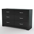 South Shore Step One Collection 6-Drawer Triple Dresser, Black