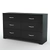 South Shore Step One Collection 6-Drawer Triple Dresser, Black