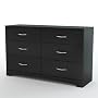 South Shore Step One Collection 6-Drawer Triple Dresser, Black