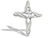 14K White Gold Genuine Oval White Topaz and Diamond Cross Pendant
