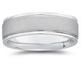 7 mm Brushed Center Comfort-Fit Men's Wedding Band in 14k White Gold