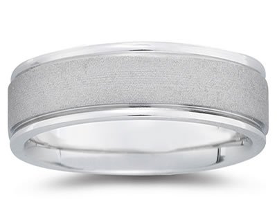 7 mm Brushed Center Comfort-Fit Men's Wedding Band in 14k White Gold