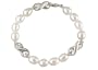 Sterling Silver Freshwater Cultured Pearl Heart Station Bracelet, 7.5"