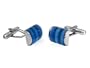 Elegant Rich 2-Tone Blue Catseye Cufflinks Framed in Silver with Gift Box