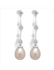 14K white gold Peach Gredel Freshwater cultured pearl earrings