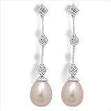 14K white gold Peach Gredel Freshwater cultured pearl earrings