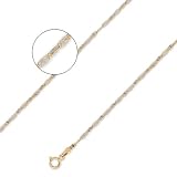 14K Solid Yellow 2 Two Tone Gold Mirror Chain Necklace 1.6mm (1/16) 18