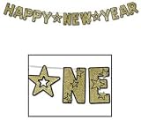 Glittered Happy New Year Gold Streamer