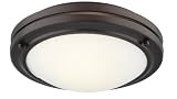 Forecast Lighting F2450-70N1 West End One-Light Energy Efficient Flushmount with Etched White Glass, Merlot Bronze