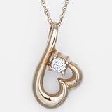 Ladies Cubic Zirconia Heart Pendant in 14k Gold