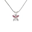 Sterling Silver Pink and White Cubic Zirconia Butterfly Pendant and Chain
