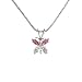 Jewelry : Sterling Silver Pink and White Cubic Zirconia Butterfly Pendant and Chain