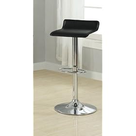 Set of 2 Swivel Adjustable Bar Stool with Black Faux Leather F10401 by click 2 go