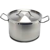 New Professional Commercial Grade 8 QT (Quart) Heavy-Gauge Stainless Steel Stock Pot, 3-Ply Clad Base, Induction Ready, With Lid Cover NSF Certified Item
