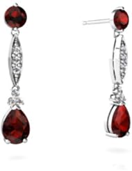 Genuine Garnet 14kt White Gold Dangle Drop Earrings