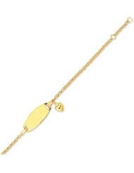 14K Solid Gold Children Baby Kids ID Heart Bracelet Free Engraving 6"