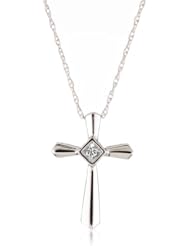 Kobelli 0.05 Cttw Small Diamond Cross Pendant Necklace