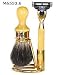 Omega Good As Gold Badger Shaving Set with Mach 3 Razor and Gold Stand - #M6553.6
