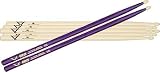 Vater 5B Hickory Wood - Tip Drumstick 3 - Pack with Free Color Wrap Pair, Black Optic 5B - B0018T9FNA