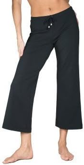 (5012-BK-L) Relaxed fit drawstring capris, Large (8-12), Black