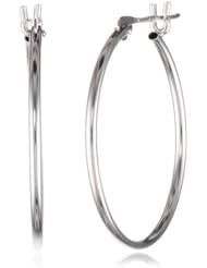 Klassics 10k White Gold Polished Hoop Earrings, (0.9" Diameter)