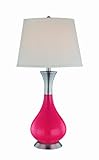 IMAGE OF Lite Source LS-21426RED/WHT Miakoda Table Lamp, Polished Steel And Red Glass with White Fabric Shade