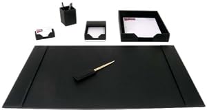 Econo-Line Black Leather 6 Piece Desk Set