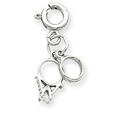14k White Gold Wedding Rings CZ Charm - Measures 21.7x10.7mm