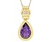 14K Yellow Gold Pear Shaped Gemstone and Diamond title=