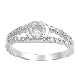 Sterling Silver Ring - Clear CZ - 6 mm x 2 mm, Sizes 5-8